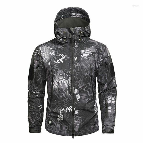 Jagdjacken Herren Military Camouflage Fleece Taktische Jacke Wasserdichte Softshell Thermal Windbreaker Winter Army Hooded