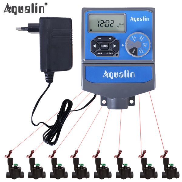 Attrezzature per l'irrigazione 8 stazioni Irrigazione automatica da giardino AC 230V Input Controller Water Timer System con trasformatore standard UE #10468 230428