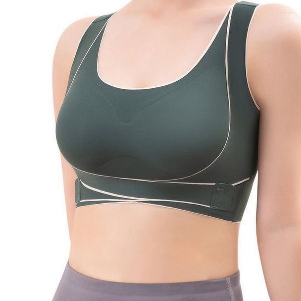 Reggiseno sportivo per abbigliamento da yoga Plus Size 3XL Fibbia anteriore regolabile Senza fili Imbottito Comodo intimo da palestra Allenamento Fitness Top per bassa intensità