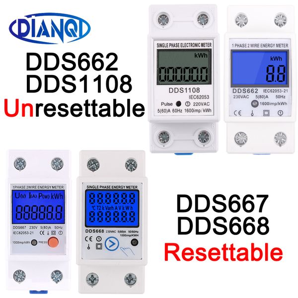 Energiezähler AC230V 50/60Hz 60/80A Einphasen-LCD-Digitalanzeige Wattmeter Stromverbrauch DIN-Schienen-Stromzähler kWh-Hintergrundbeleuchtung 230428