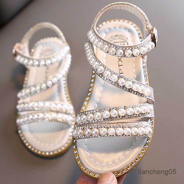 Sandali Sandali da ragazza Sandalo con perle di strass Scarpe estive Scarpe firmate per bambini Sandali per bambini Open Toe Scarpe morbide Marchio di lusso