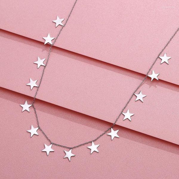 Colares pendentes Colar de gargantilha feminina cor de ouro rosa de ouro inoxidável estrelas de jóias de moda acessórios de jóias collier bijoux 2023