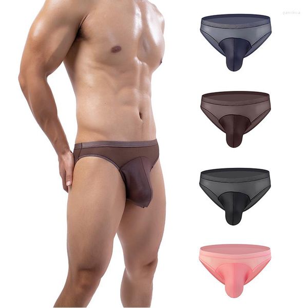 Unterhose CLEVER-MENMODE Herren Sexy PU Leder Mesh Splice Pants Low Rise Penis Bag Transparenter Bikini Gay