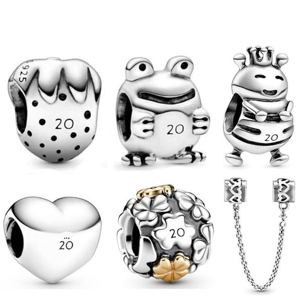 Charms 925 Sterling Silver 20th Anniversary Limited Edition Charm Fit DIY Mulheres Braceletas originais Jóias -presente Charms GiftCharms