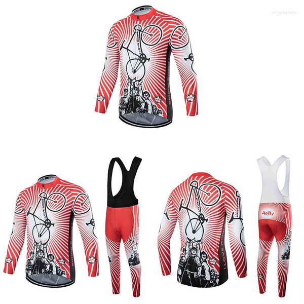 Completi da corsa 21 Camicia da uomo Abbigliamento da ciclismo Faizane Tuta autunnale e invernale Giacca sottile da bici Bavaglino da squadra professionale a maniche lunghe di fascia alta