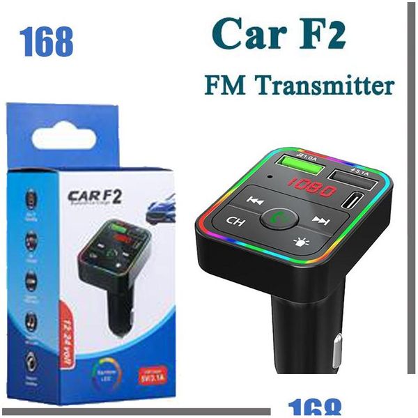 Caricabatteria per auto 168Aa F2 Bt5.0 Trasmettitore Fm Dual Usb Ricarica rapida Pd Tipo C Porte Mani O Ricevitore Lettore Mp3 per consegna a goccia Mobil Dhlsr