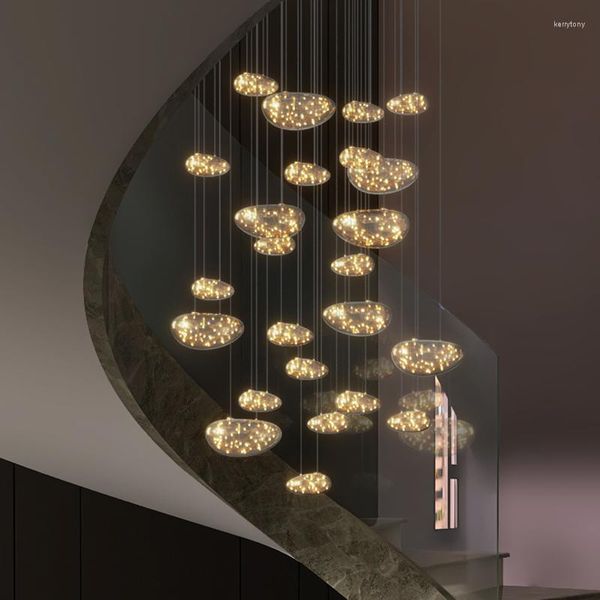 Lampadari Modern Stars Lampadario in vetro per soggiorno Tavolo da pranzo Decor Lampada a sospensione Villa Scale Lampada a sospensione Lustre Apparecchio di illuminazione