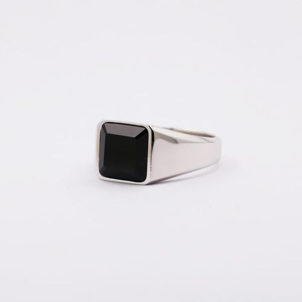 Cluster Rings Square Onyx Mens Signet Silver