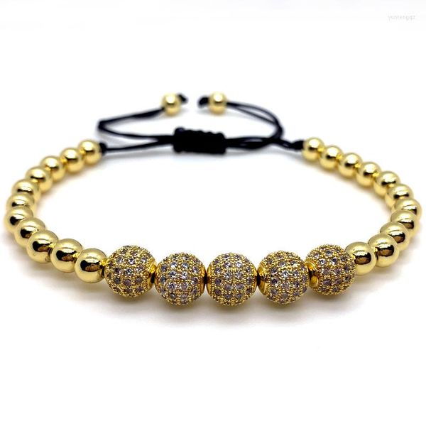 Braccialetti con ciondoli 8mm Bracciale con sfera da discoteca Uomo 2023 Classico di lusso Color oro intrecciato con corda Macrame per regalo gioielli da donna