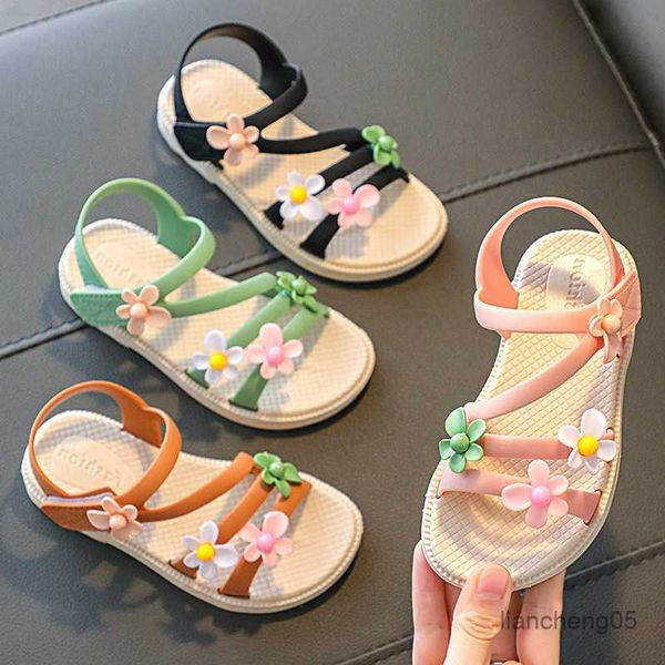 Sandalen Sommer Kleine Mädchen Sandalen Neue Blume Einfache Nette Rosa Grün Kinder Sandalen Kleinkind Baby Weiche Casual Schule Kinder Schuhe das Geschenk