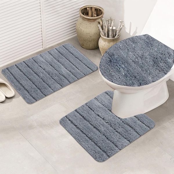 Deckt Badeenteppichsets 3 Stück für Badezimmer Nicht -Slip -Bad -Matte Set Waschbar Teppich Set Toilettenbodenmatte Toilettenabdeckung