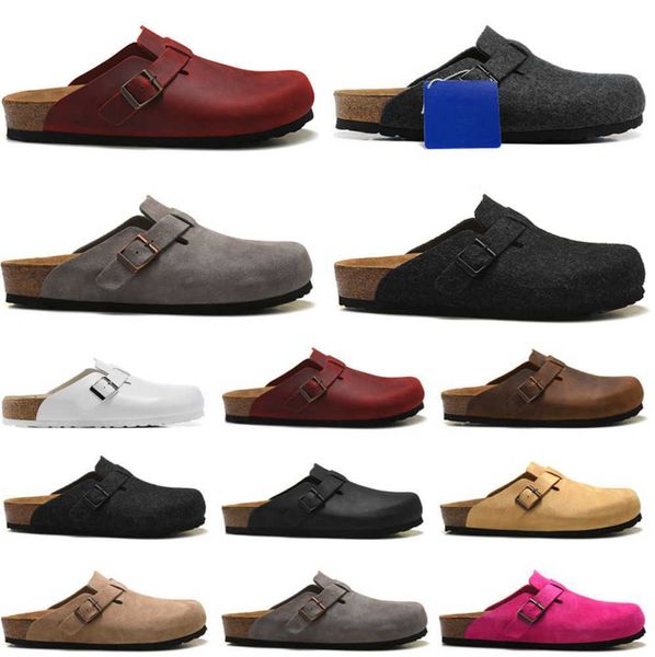 Sandali sandali firmati uomo donna pantofole con scivolo Birks Boston Zoccoli con plantare morbido Rosa Bianco Pelle scamosciata con cinturino con fibbia Scarpe Outdoor Indoor Movimento corrente 63ESS