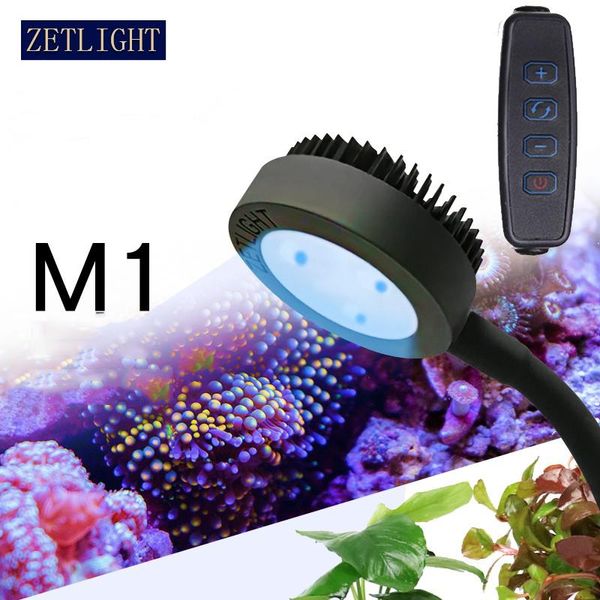 Iluminações Zetlight mini luz LED Nano pequena lâmpada de aquário M1 Tanque de peixes Água salgada Marinho Coral Reef LED e luz de planta