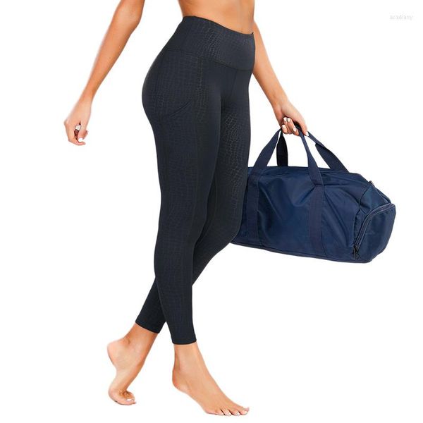 Active Pants Bedruckte Yoga-Gymnastik-Leopard-Leggings für Frauen, Sportstrumpfhose mit Doppeltaschen, Nylon, Laufen, Fitness, Workout, Legins, weiblich