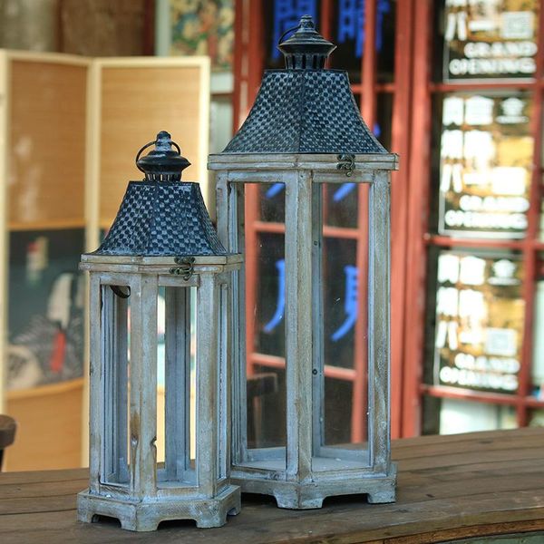Kerzenhalter Winddicht Holz Outdoor Halter Glashaus Vintage Nordic Tisch Minimalistisch Heimdekoration Geschenk