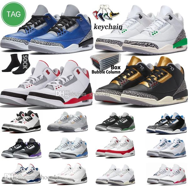 3 Scarpe da basket per uomo Donna 3s Lucky Green Pine Black White Cement Reimagined True Racer Blue Fire Red International Flight Scarpe da ginnastica da donna per uomo Sneakers sportive