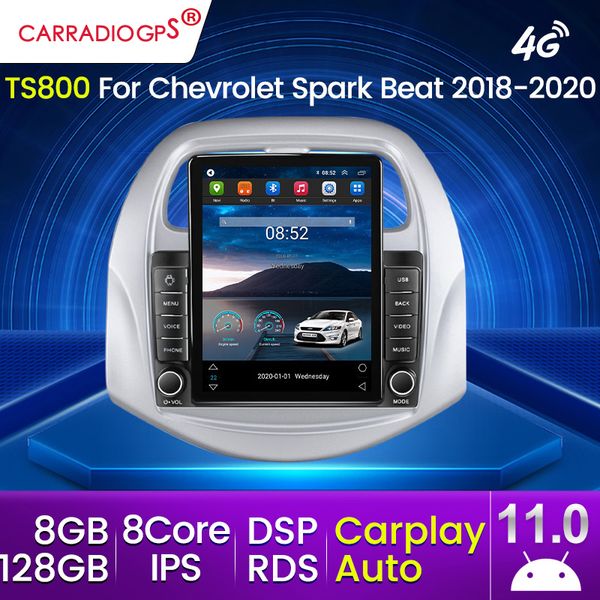 128G 8-Core Android 11 Lettore di navigazione GPS Deckless Car dvd Stereo per Chev SPARK BEAT 2018-2019 Radio Wifi Unità principale