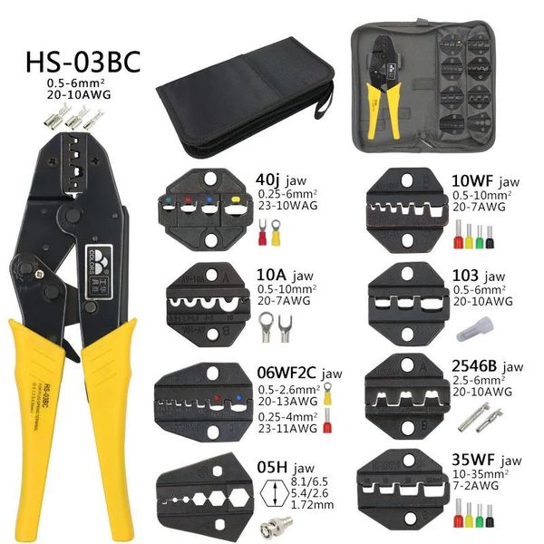 Utensili per crimpare con codolo HS03BC Pinze per 2.8 4.8 6.3 VH3.96/Tubo/Terminali isolanti Kit Morsetto elettrico multifunzionale di medie dimensioni