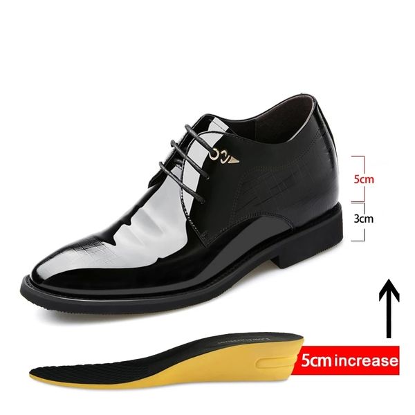 Neue 3/6/8 cm Aufzug Männer Kleid Schuhe Lackleder Männer Höhe erhöhen Formelle Schuhe Spitz Business Männer Oxfords Anzug Schuhe