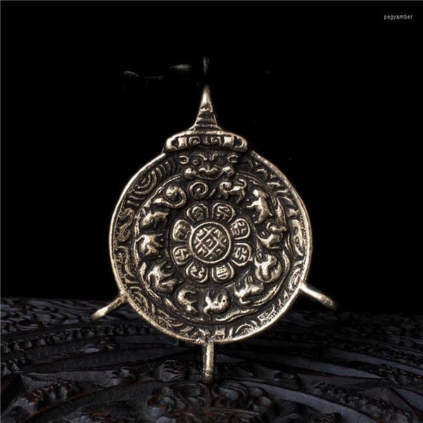 Anhänger Halsketten TBP052 Tibet Messing Antiqued Amulett Taille Taglotus Jiugong Bagua Dorje Tibetische Amulette für den Menschen