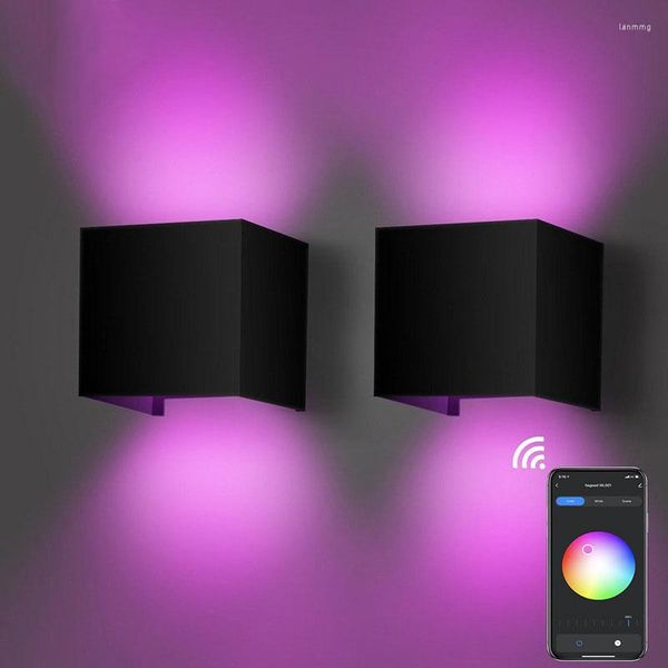 Lâmpada de parede ao ar livre rgb à prova d'água Bluetooth WiFi Sconce Scona Interior Luz para a Festa de Gardenha de Bedroom Bedroom