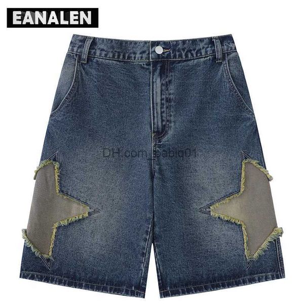 Shorts masculinos harajuku vintage estrela padrão shorts jeans masculina sol bermuda esportes casuais brechas de basquete calças faculdades street t230502