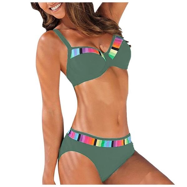 Costumi da bagno da donna 2023 Stampa Sport Bikini a fascia push-up Sexy Gradient Cinghie a petto alto Bikini Set Costume da bagno a due pezzi Rinfrescante