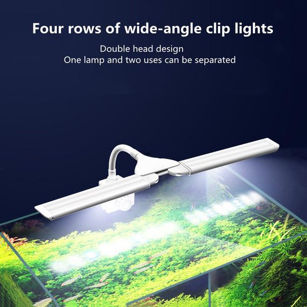 Illuminazione Lampada per acquario a LED Lampada per acquario Standard europeo Standard americano Lampada a clip grandangolare a quattro file 110220v Acquario