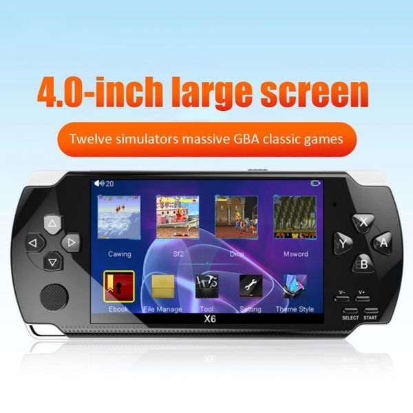 X6 Handheld oyun oynatıcı 4.0 inç LCD ekran çift rocker 1500 klasik oyun retro mini cep oyun konsolu mp3 video oynatıcı