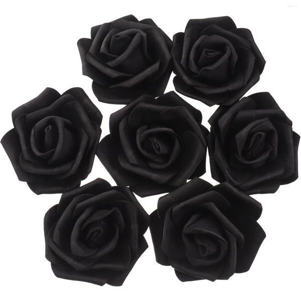 Dekorativer Blumenkopf Rose Blume Künstliche Wandleuchte Mittelstück Tisch Hochzeit Diy Craft Black Mini Silk Faux Fake Stemless