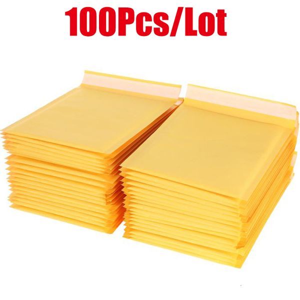 Posta çantaları 100pcs/lot kraft kağıt kabarcık zarfları farklı özellikler Postalar Posta çantası ile yastıklı zarf 230428