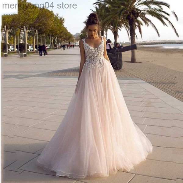 Платья для вечеринок Verngo Country Beach Wedding Dress 2020 Blush Pink Tulle a Line