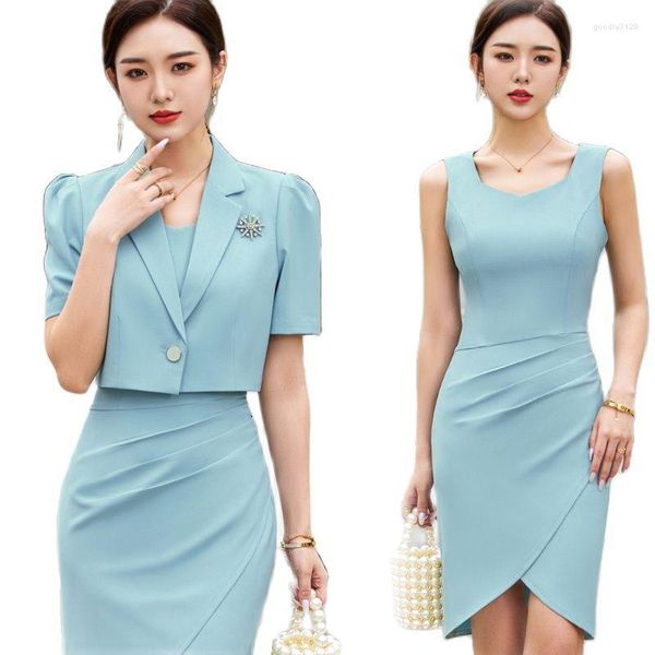 Vestidos de trabalho coreano Autumn da primavera Formal Women Office Lady Business Uniformes Professional Dress Snat Skat Sket Conjunto 4xl