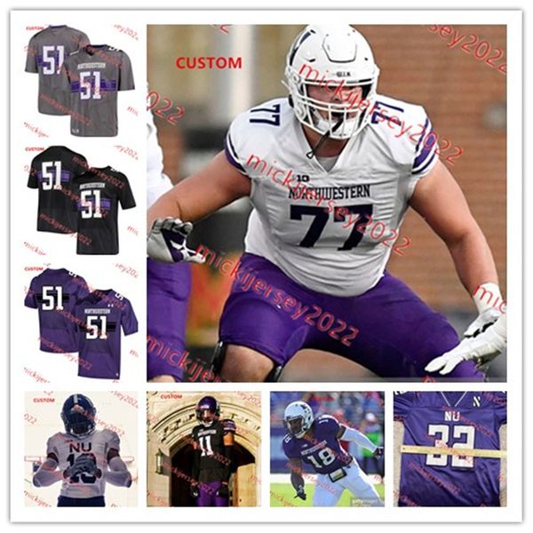 Northwestern Football Jersey Chris Petrucci Aidan Hubbard Individuell genähte Herren-Jugend 44 Khalid Jones 94 Jason Gold Jr. Theran Johnson Northwestern Wildcats-Trikots