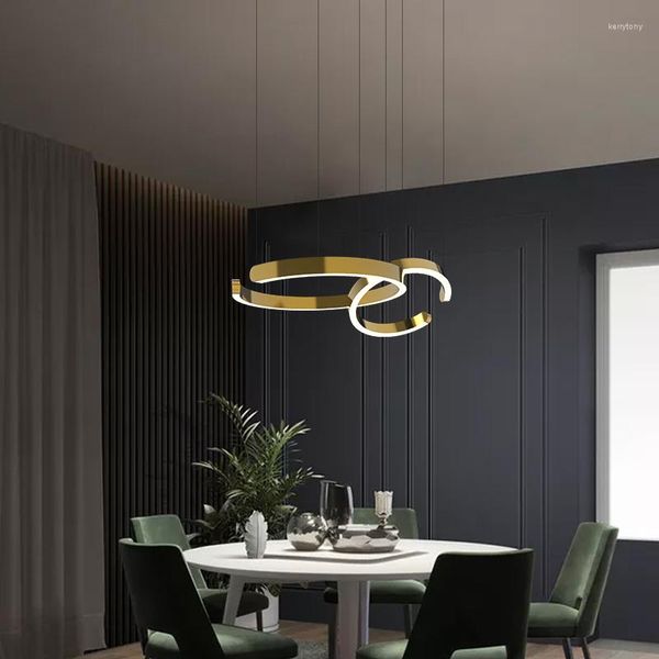 Люстры современный светодиодный C Shape Cring Coniting Потолок промышленного стиля подвесной лампы