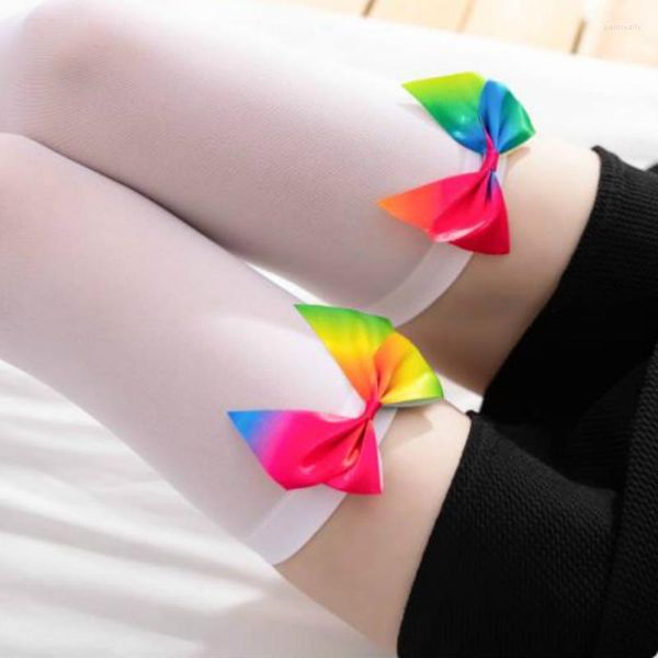 Frauen Socken Bunte Schleife Strümpfe Kleid Abendgesellschaft Tragen Lolita Mädchen Sommer Japanisch Styleb Schwarz Weißer Spitzenstrumpf Weiblich