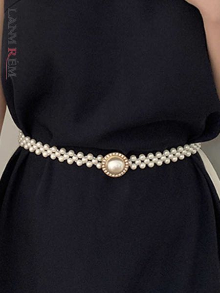 Outros acessórios de moda Lanmrem Korean Fashion Pearls Belts for Women High Elastic Waist Designer Allmatch Camisetas Vestidos 2023 Primavera verão 2YA391 J230502