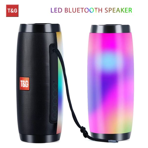 TG157 LED-blinkender Bluetooth-Lautsprecher Tragbarer Außenlautsprecher mit Seil 1200-mAh-Stoff Wasserdichter Subwoofer FM-Radio