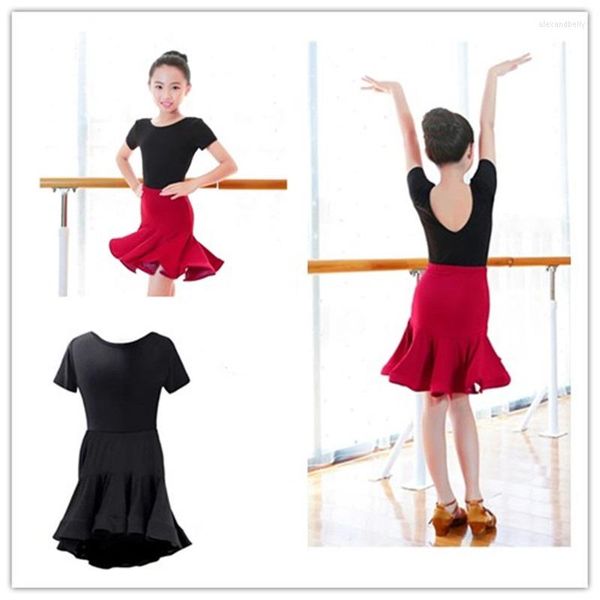 Стадия Wear Girls Performance Latin Cust Kids Dance Top Stels Sets Compeumes Costumes Детское бальное платье