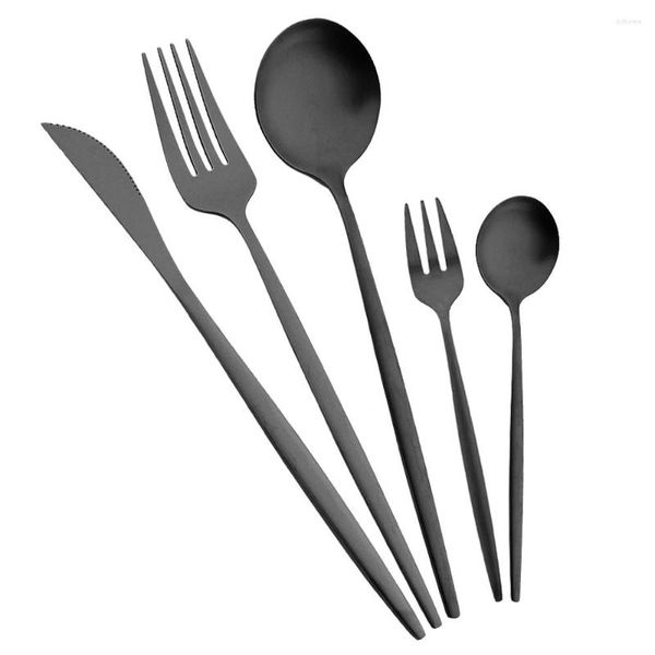 Set di posate 1/2/4/6/8 Set posate nere opache stoviglie da cucina in acciaio inossidabile 5/20/30 pezzi stoviglie coltello forchetta cucchiaio torta Friut