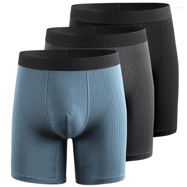 Cueca masculina cueca boxers de algodão shorts homme gordas de gordura homem bolsa sólida perna longa cueca calzoncillo tamanho grande xl-7xl