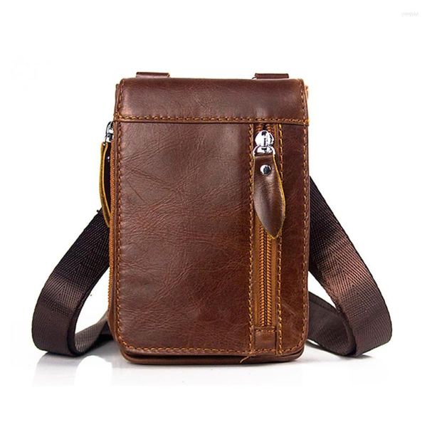 Duffel Torbalar Orijinal deri bel çantası erkekler fanny paket kemer erkek seyahat telefon kese cüzdan