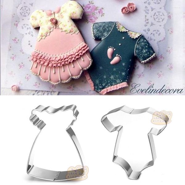 Stampi da forno 2 pezzi Pasticceria Reposteria Abito da bambino Taglierina per biscotti Stampo in metallo Torta fondente Decorazione Strumento Biscotto Pasticceria Cupcake Topper