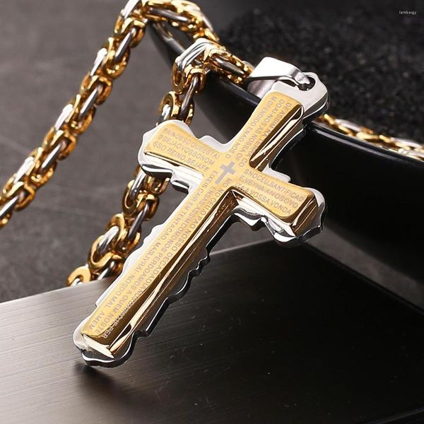 Anhänger Halsketten Klassische Stilvolle Kreuz Titan Stahl Halskette Christliche Schrift Jesus Männer Geschenk Schmuck