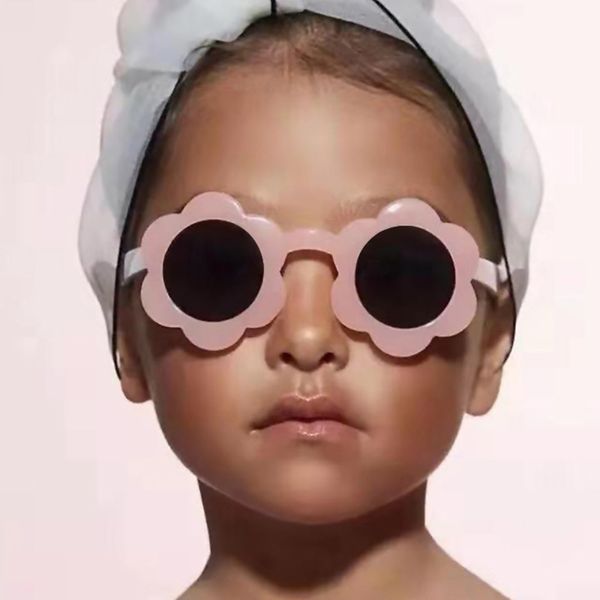 Gafas de sol para niños Niños Niño lindo Niña Dlower Gafas de sol de plástico Artículos de fiesta de cumpleaños Fotografía Mostrar decoración Rosa Marrón Color negro