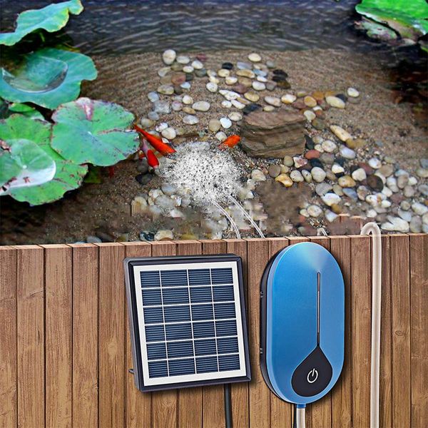Zubehör Tragbares solarbetriebenes Belüftungsschlauch-Wasserpumpenset AquariumAquariumzubehör zum Angeln Belüften von Gartenfischteichen 56
