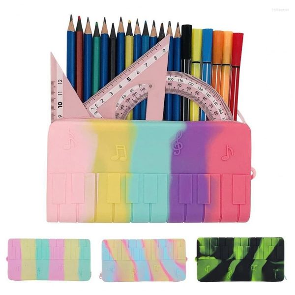 Sacchetti di stoccaggio sacchetta di grande capacità con cerniera cosmetica a prova di polvere kawaii colorato per pianoforte per bambini borshi di cartoleria