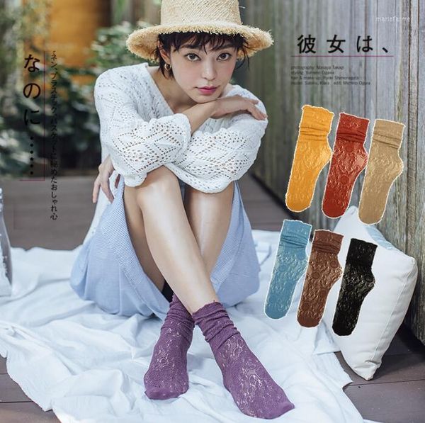 Kadın SOCKS 19 İlkbahar ve Yaz Kadın Dantel İçi Boş Renk Kazık Korece Tüp