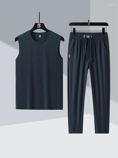 T-shirt de trajes de trilhas masculinos com t-shirt de 2 peças conjuntos de trajes de faixa 8xl Sportswear tampas de seda de seda