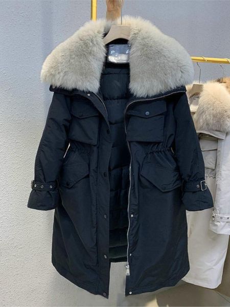 Pelle 2022 Nuovo Inverno Donna Design senso di media lunghezza imitazione collo di pelliccia di volpe torta per superare le donne 2022 giacca imbottita moda invernale